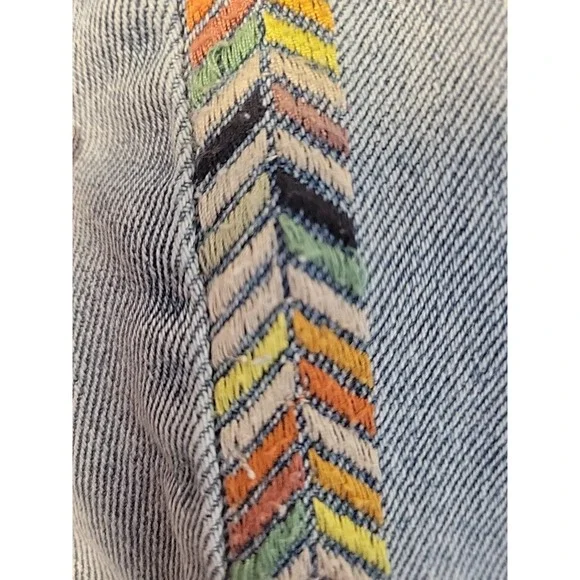 Knox Rose Embroidered Jeans Boho Western Indie Festival Chevron Stretch Size 8 - Picture 9 of 11